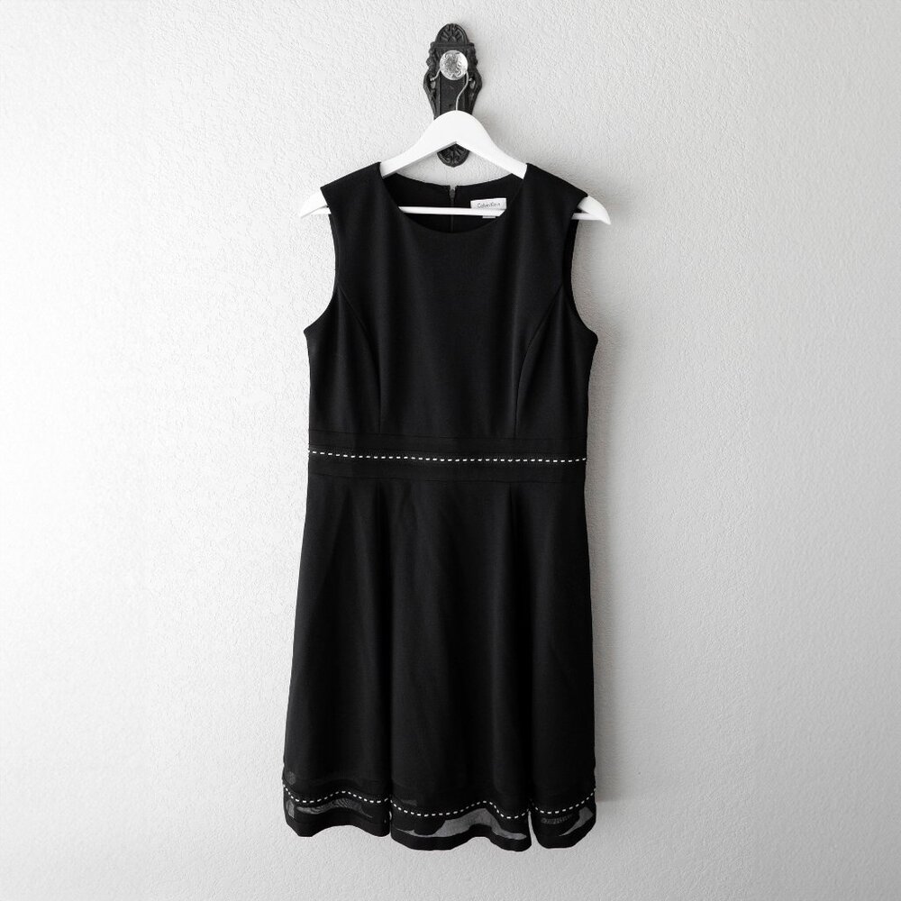 Calvin Klein Dress Size 12 Black Sleeveless Classic Fit & Flare LBD